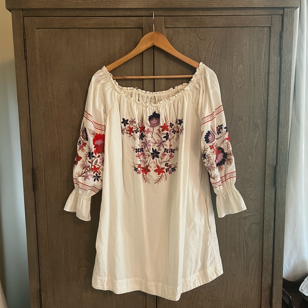 Free People strapless embroidered dress